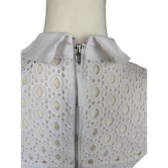Guess White Eyelet Lace Cutout Sleeveless Summer Fit and Flair Cotton Dress Sz 6 - Picture 9 of 16